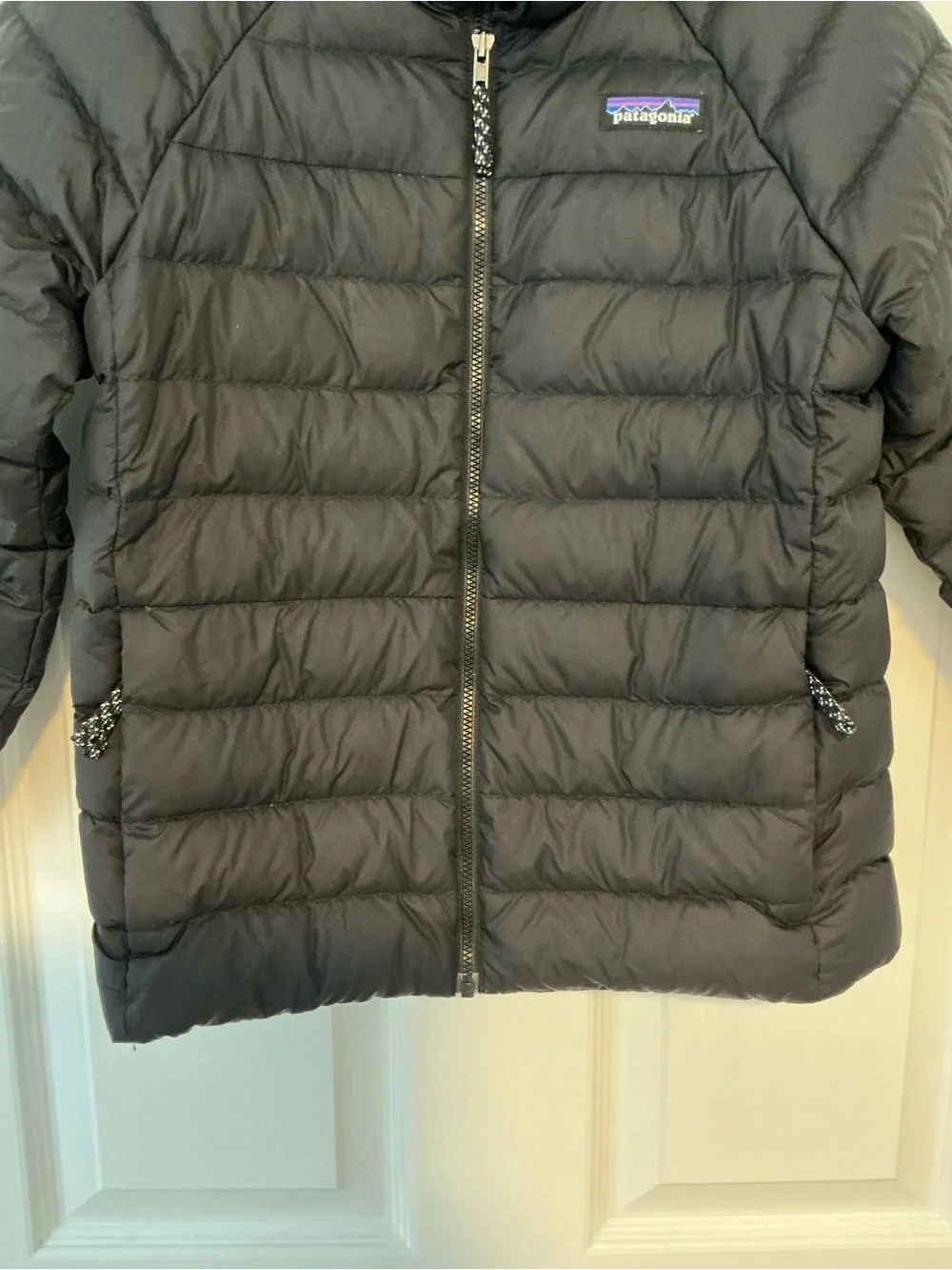 PATAGONIA Kids Down Puffer Jacket Full Zip Insulated Coat | Black | Size 7-8